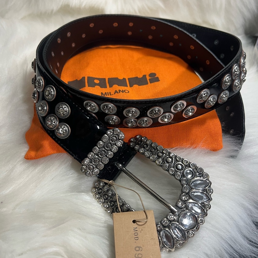 NANNI Black Belt with Silver Embellishments